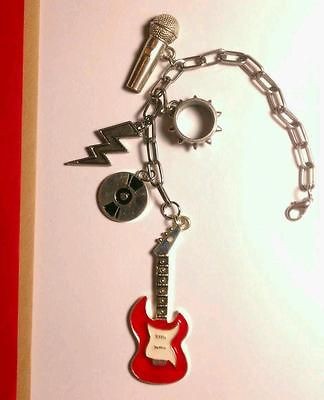   MY RIDE MTV GUITAR RECORD MICROPHONE MUSIC CAR CHARM ZIPPER KEYCHAIN