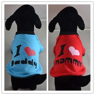 2X Cute His Hers Couples Dog Puppy T Shirts Set Blue Red Various Sizes