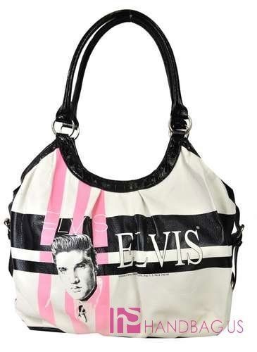   ELVIS PRESLEY Signature 50th Oversized Hobo Purse Tote Bag White