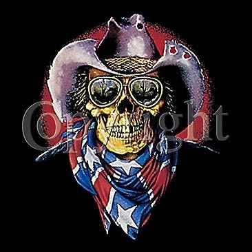 CONFEDERATE REBEL SKULL FLAG CHEST LOGO BIKER RIDER BIKER T SHIRT M TO 