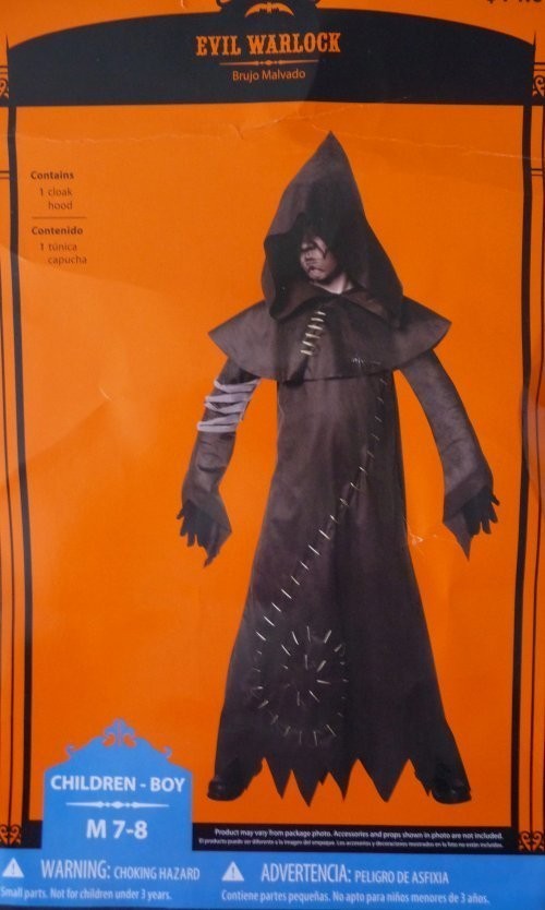 EVIL WARLOCK LONG BROWN TUNIC CLOAK HOOD HALLOWEEN COSTUME PARTY BOY 