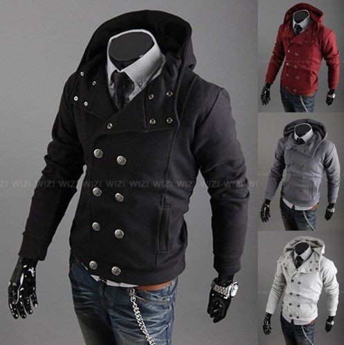 Men’s Stylish Casual Jackets double Pea Coats Hoodie XS S M 