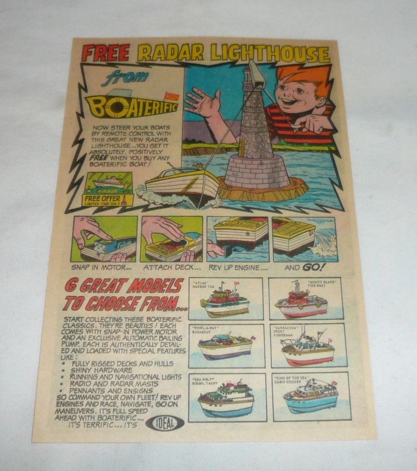 1968 BOATERIFIC cartoon ad page ~ Radar Lighthouse, more