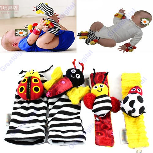 PCS Baby Toys High Contrast Ladybug Bee Hand Wrist Foot Socks 