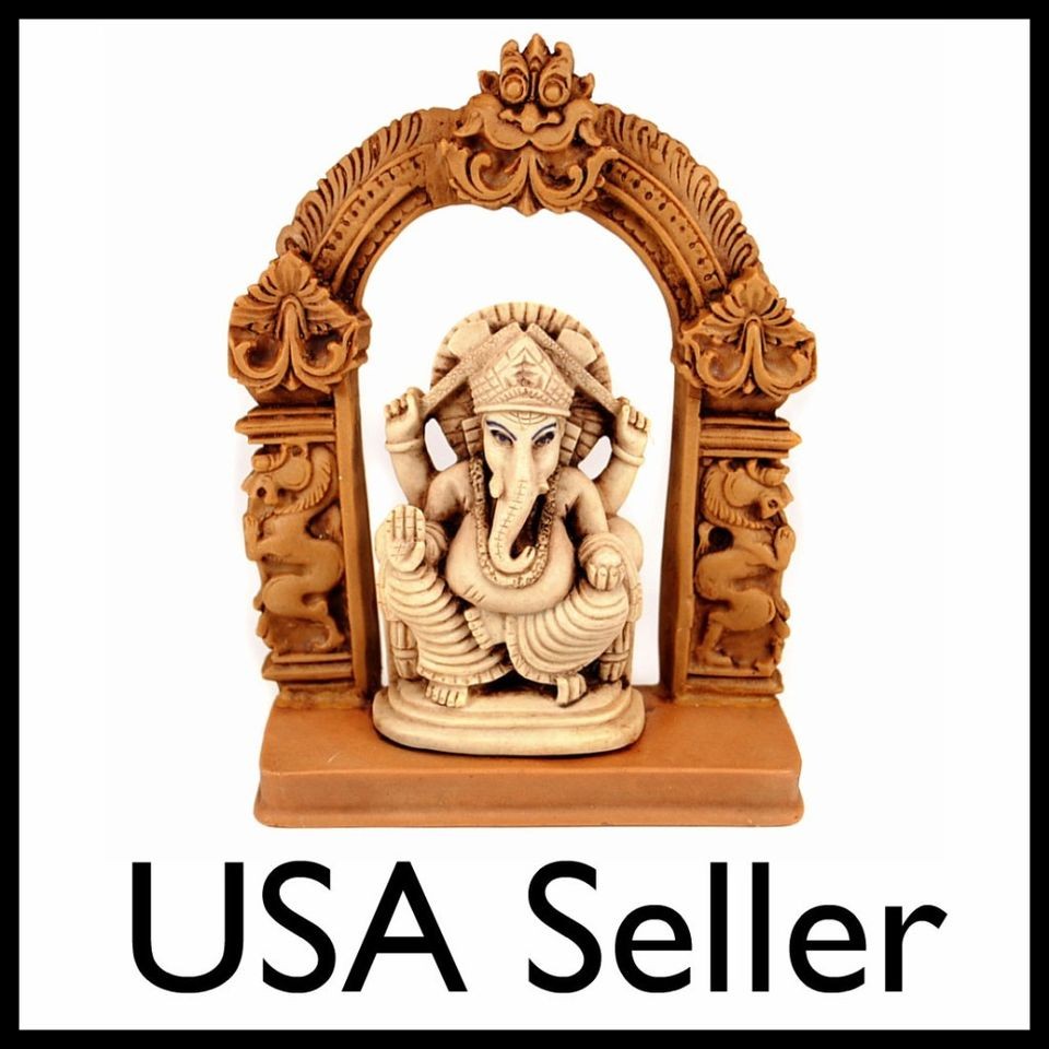   STATUE Seated Ganesh Hindu Elephant God NEW Resin Figurine India