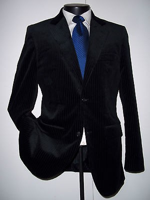 Incredible M London Black Velvet Strip Smoking Jacket 38 R