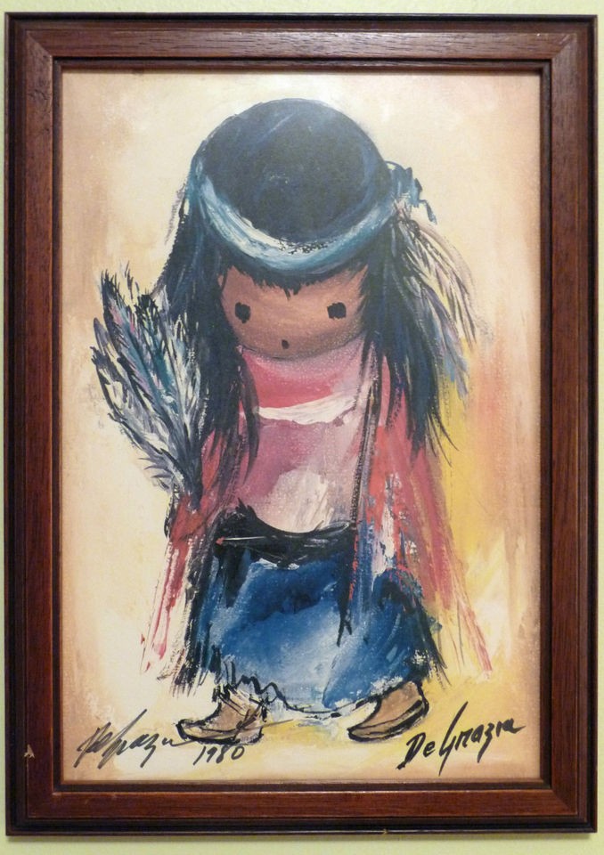 DEGRAZIA FEATHER DANCER SIGNED   Framed