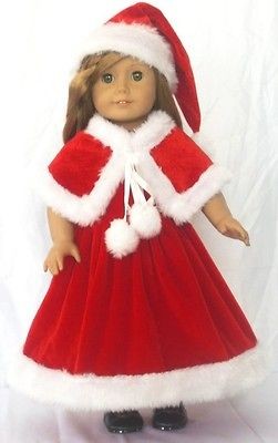 3PCS Doll Clothes outfit suit for 18 american girl Xmas Costume K4D