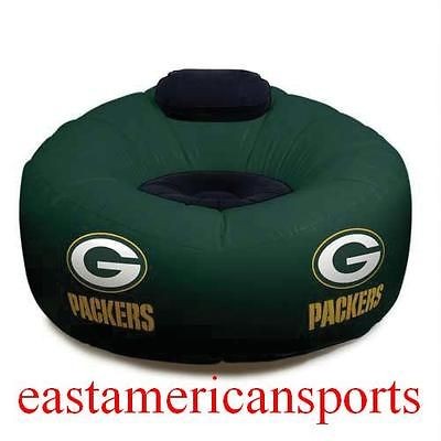 Green Bay Packers NFL Inflatable Chair Tailgate Blow Up Seat Dorm Room 