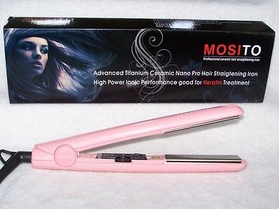   450 F Ceramic 1 inch Hair Straightening Iron Nano Ionic Pro PINK