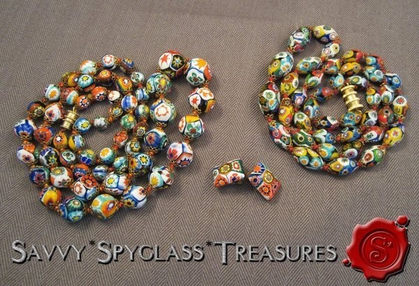   Venetian Italy Millefiori Trade Bead Necklaces & Matching Earrings