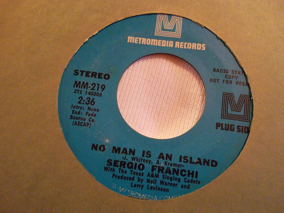   No Man is an Island DJ 45 NM Italian Tenor Pop Male Vocal Promo