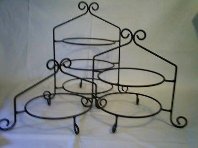 Black Iron Pie Plate Holder Rack 3 Tier Stand USA