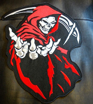   REAPER SKULL LARGE 14X12 PATCH for BIKER LEATHER JACKET BACK 2/3