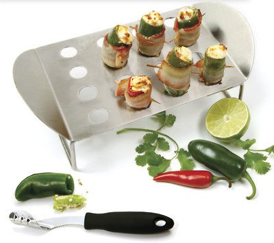 JALAPENO POPPER PEPPER GRILL ROASTING RACK +CORING TOOL