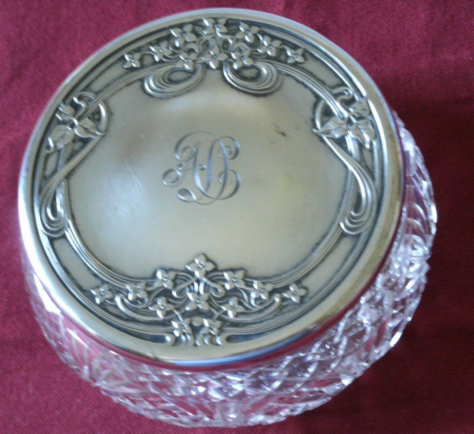   Powder/Vanity Jar F&B Sterling 3168 Lid and Cut Glass Jar REDUCED