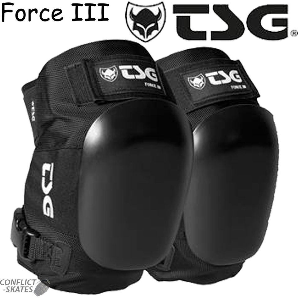 TSG Force III Old School Ramp Knee Pads Skateboard Black Roller 