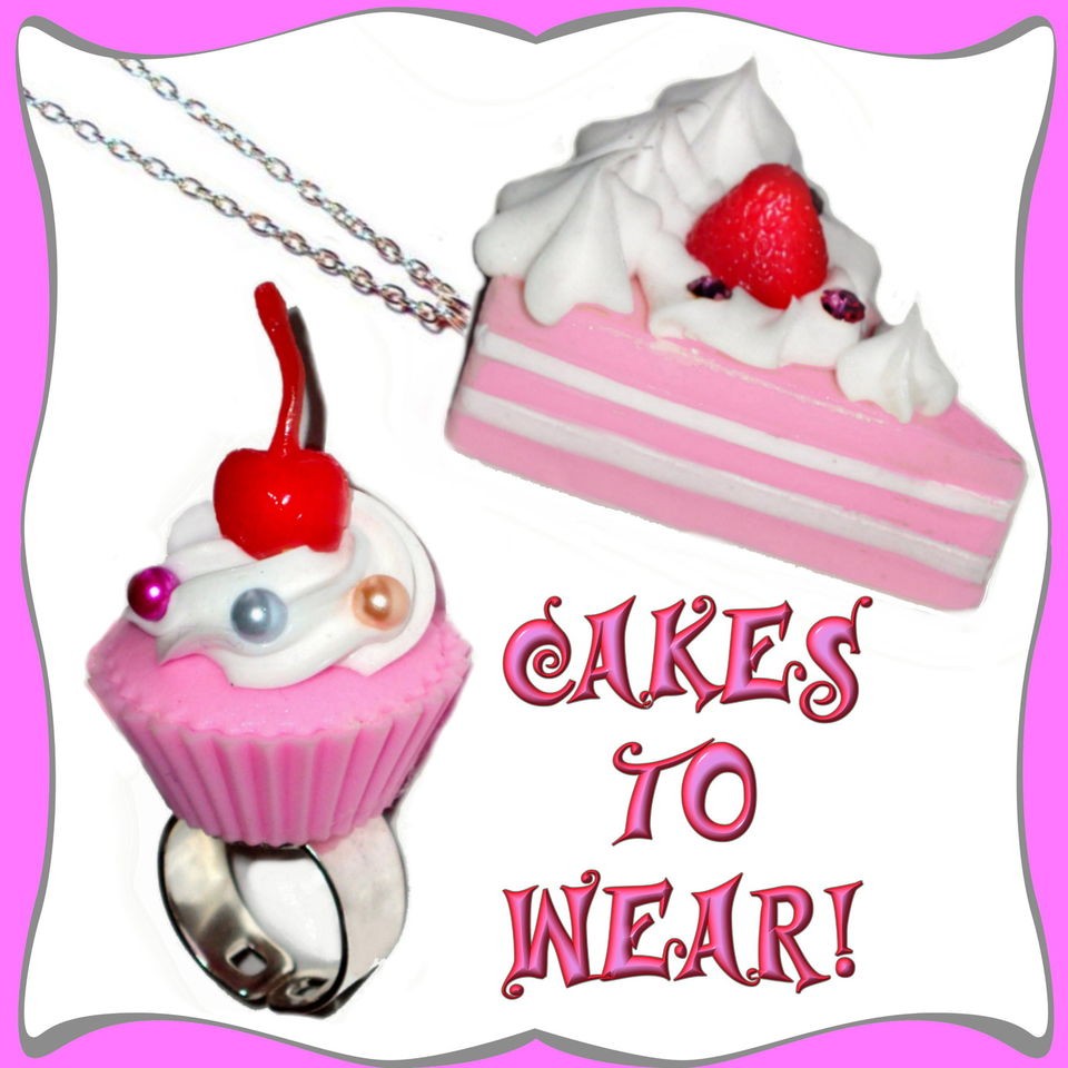 Kawaii❤OVERSIZE PINK CUPCAKE RING~NECKLACE❤Sweet♥Cake♥Cosplay 