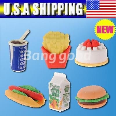 Collectible Fast Food Hamburger Cola Scented Snack Cute Shape Erasers 