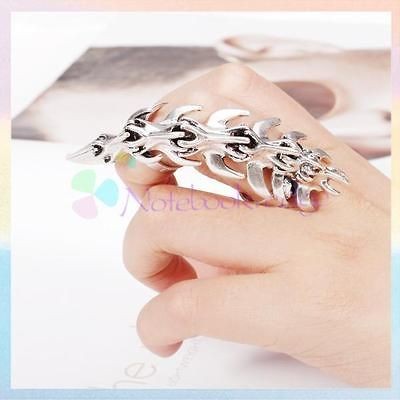 Punk Style Centipede Animal Kunckle Joint Armor Long Full Finger Ring 