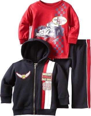   RACE CAR TEAM Size 24M 3pc Hoodie Jacket Shirt Pants Clothes NWT