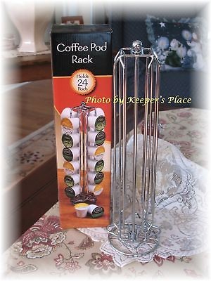 KEURIG K CUP REVOLVING POD HOLDER RACK 24 CUPS CHROME NEW IN BOX