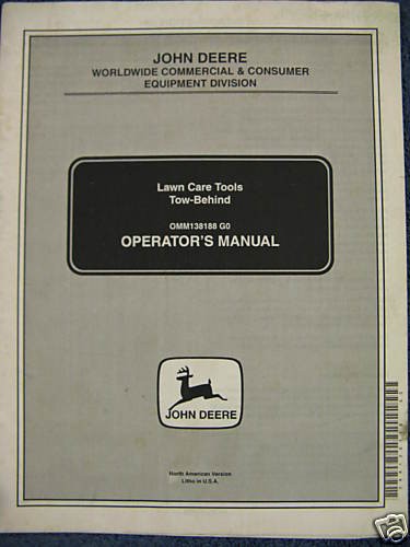 John Deere Plug Spiker Aerator Spreader Lawn Roller Operator Manual 00