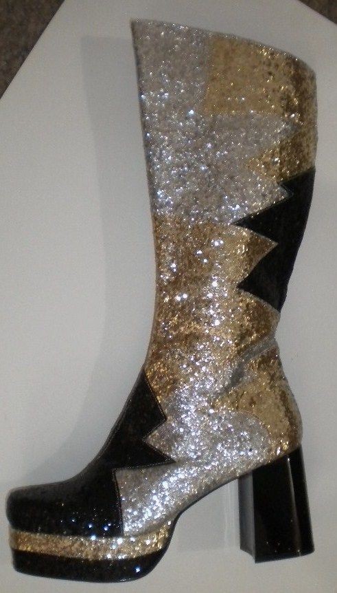   Gold Glitter Platform KISS Paul Stanley Costume Boots size 11 12