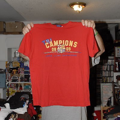 FC BARCELONA T SHIRT COPA LLIGA CHAMP 2008 2009 OFFICIAL TEAM MERCH 