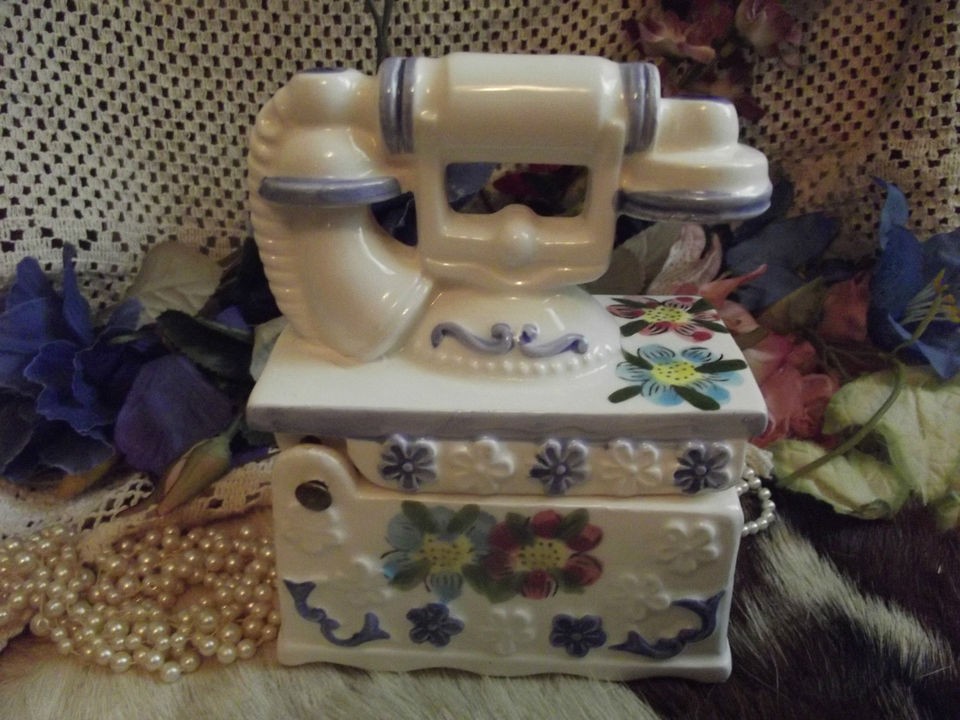 Vintage Shabby TELEPHONE Phone Chic TRINKET Jewelry Box OLD Fashion 