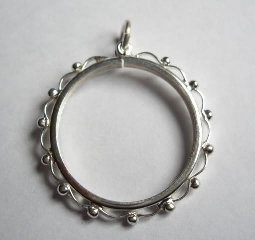 Sterling Silver 1/2 Half Krugerrand Beaded Wavy Coin Mount Bezel 