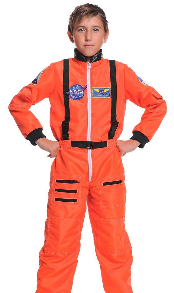 Kids Boys Girls NASA Astronaut Orange Halloween Costume