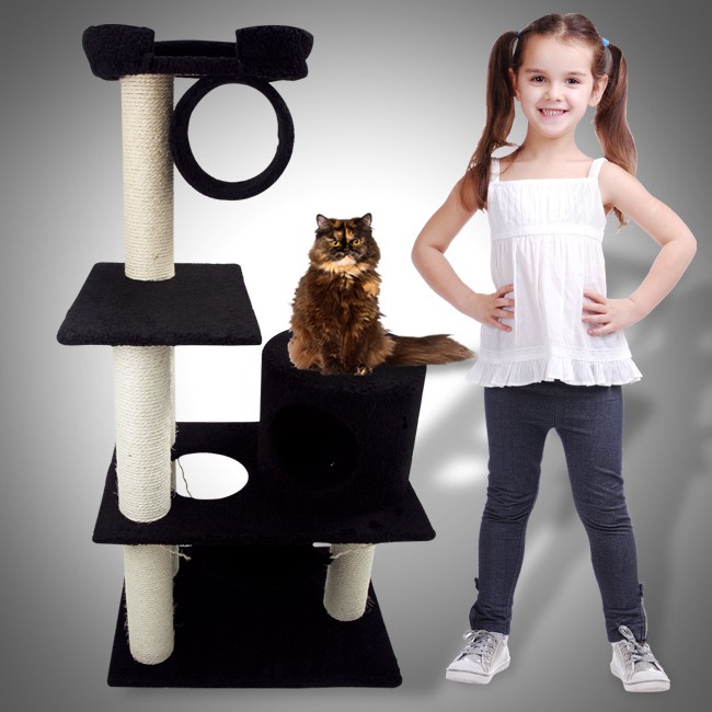 New Cat Tree 47 Level Condo Furniture Scratching Post Pet House Black 