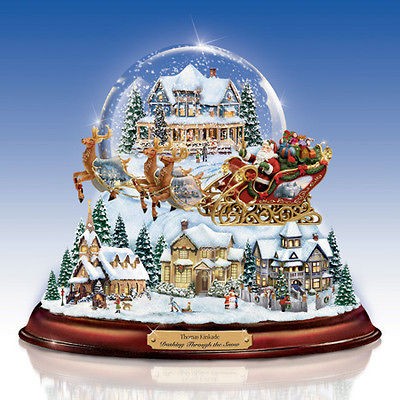 Thomas Kinkade DASHING THROUGH THE SNOW Illuminated Musical Village 