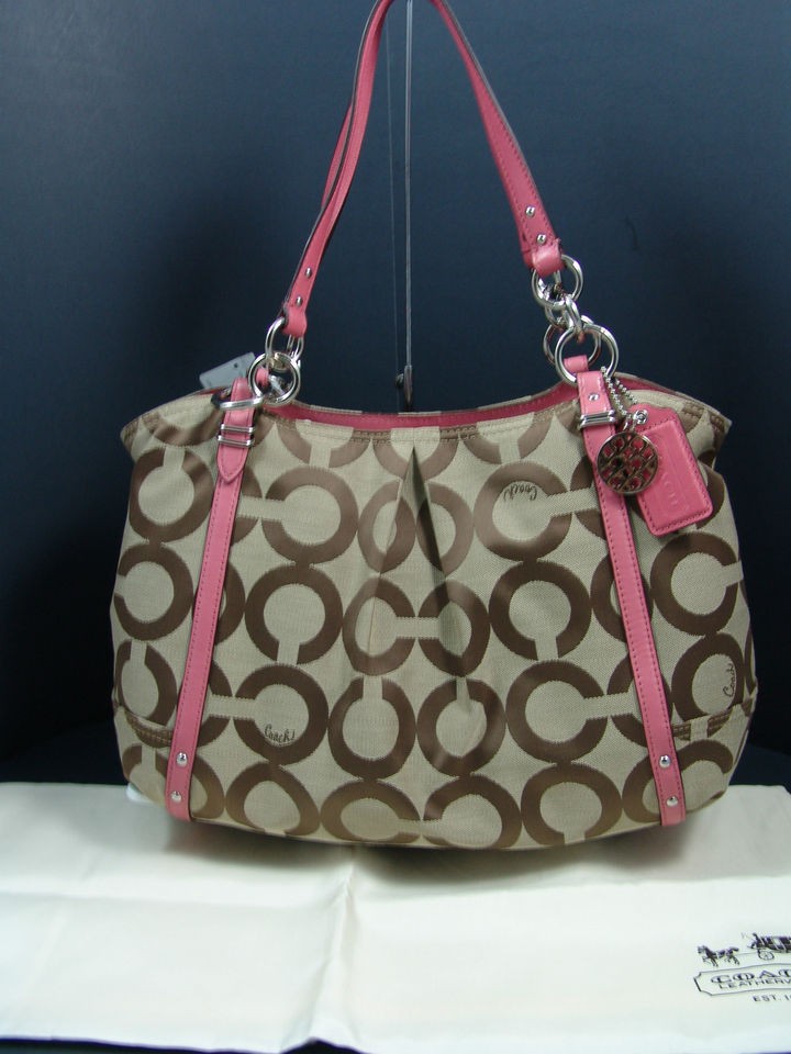 COACH 16233 Alexandra Signature Op Art Tote ROSEBUD/KHAKI NWT Darling 