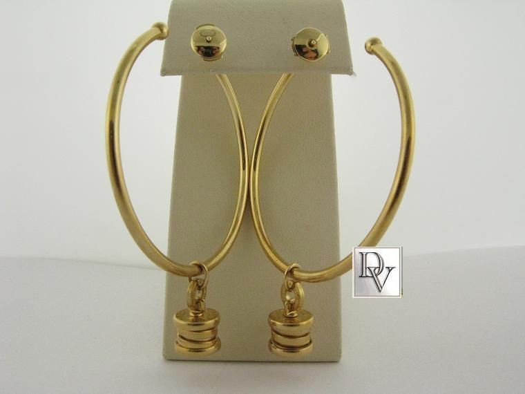 NEW LADIES BVLGARI YELLOW GOLD B ZERO HOOP EARRINGS NIB