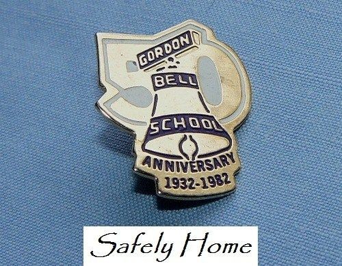 SCHOOL HAND BELL WRINGER Gordon Bell School 50 Year Anniversary Lapel 