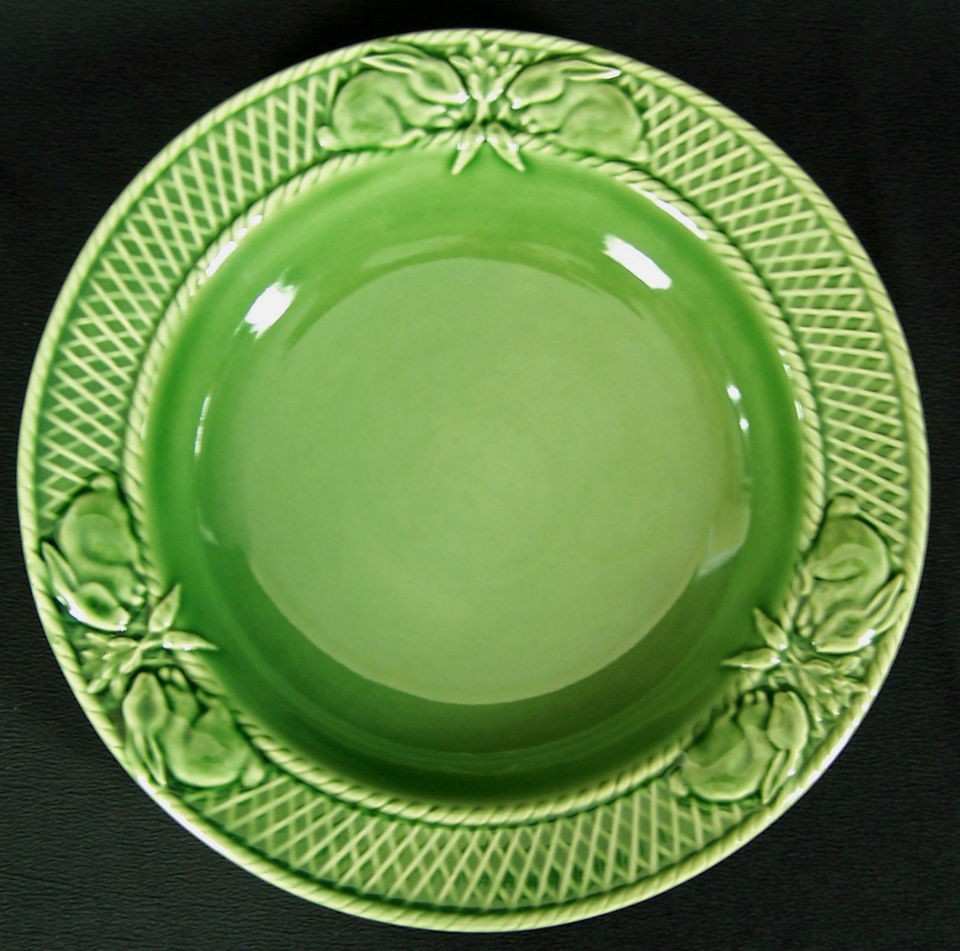   Pinheiro Rabbit Bunny Carrots Green Large Rimmed Soup Bowl Portugal