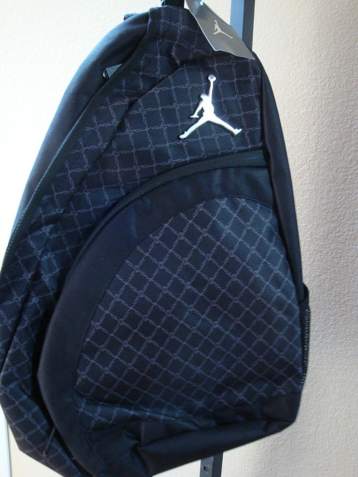   NIKE AIR JORDAN JUMPMAN 23 BACKPACK BLACK WITH GRAY DESIGN LARGE LOGO