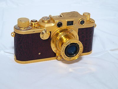   GOLD PLATED camera, SNAKE leather, Elmar 5cm f3.5 GOLD PLATED lens