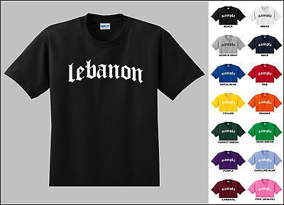 Country of Lebanon Old English Font Vintage Style Letters T shirt