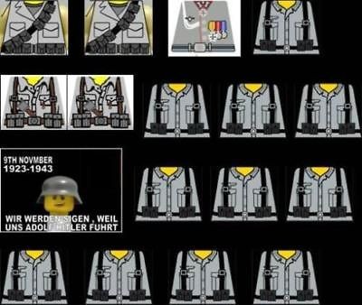 Lego WW2 German Soldiers Sticker Decals light grey custom decals