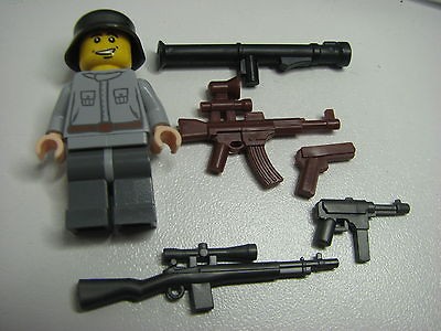 Lego #1 WW2 German Infantry Soldier + 5 Brickarms Weapons Printed 