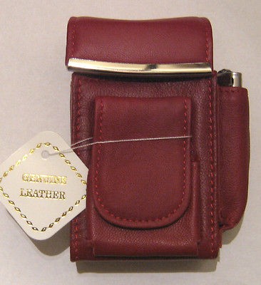   Up Style Cigarette Case. Lighter Holder   Burgundy Red   Holds 100s