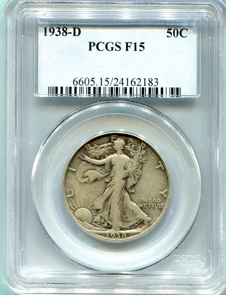   PCGS F15 Walking Liberty Half Dollar 50 Cent Piece Silver Coin Walker