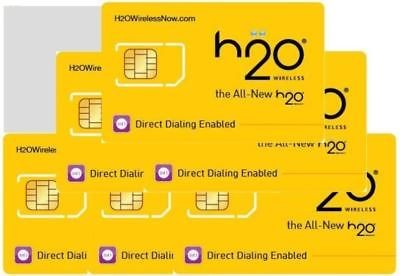 50 H2O Wireless SIM Cards   Work on AT&T Phones & UNLOCKED GSM PHONES