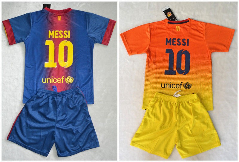 lastest 2012 2013 NO.10 MESSI BARCELONA football kit 3 14 years