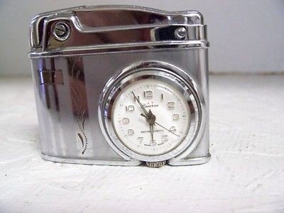 Lucerne Pocket Watch Lighter Slim Thin Chrome Clean Works Unused Keeps 