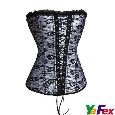 Freeship 5 Colors Women Satin Lace up Corset Bustier Tops G string S M 