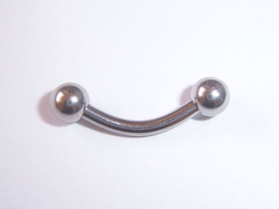   10mm STAINLESS STEEL PLAIN BANANA CURVED EYEBROW BELLY NAVEL STUD BAR